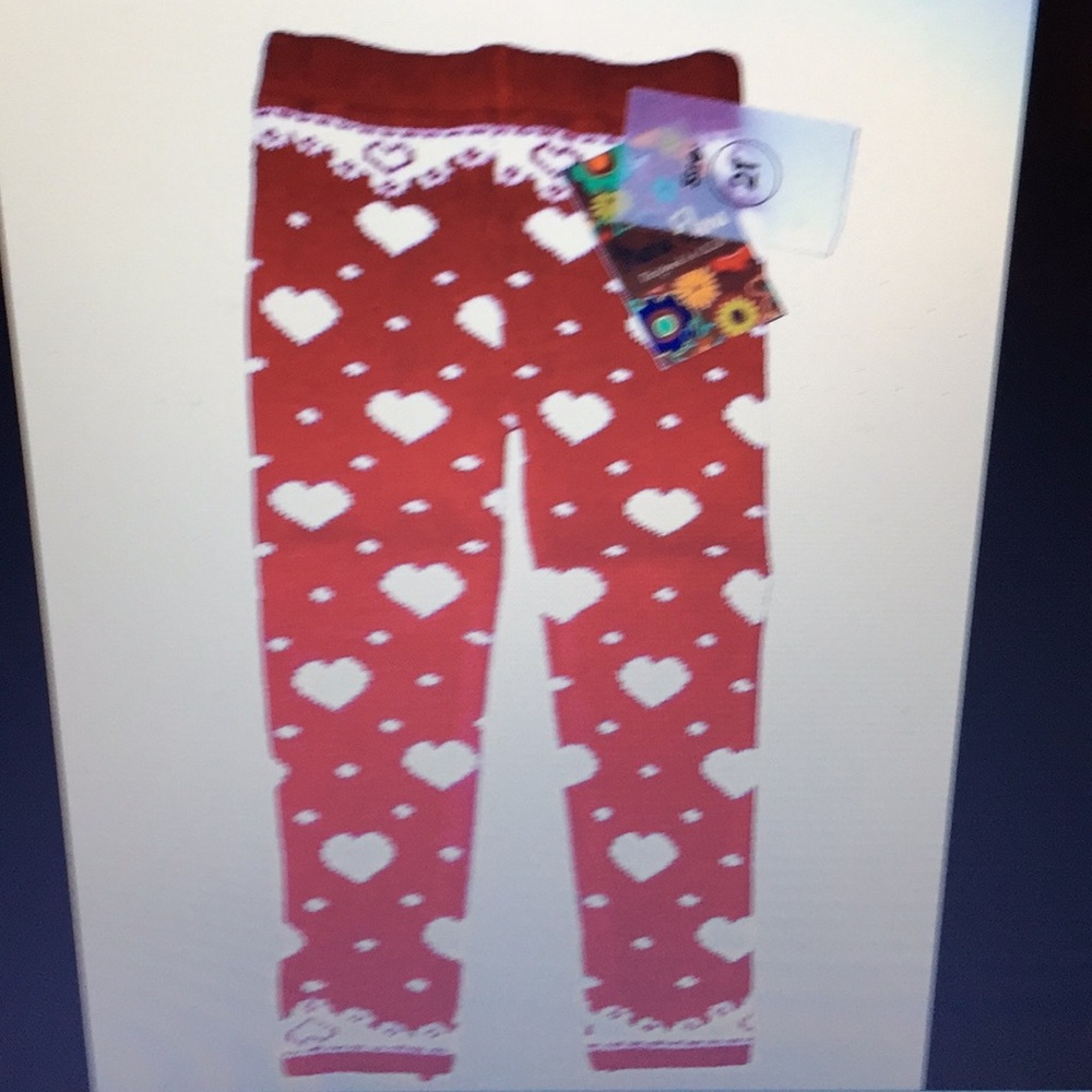 NWT Maria Elena red hearts thermal leggings Sz 2T
